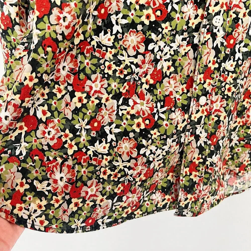 J.Crew Classic Secret Wash Springtime Floral Organic Cotton Stretch Shirt Men L